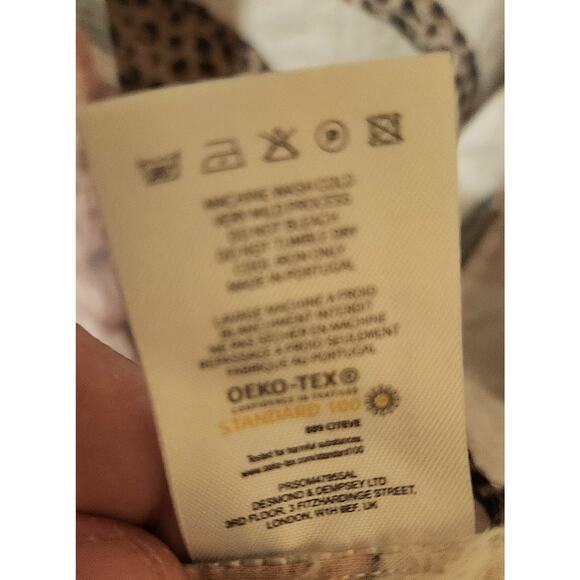 Desmond & Dempsey Robe Organic Cotton S Tropical Leopard Print Pockets Tie Belt - Picture 8 of 9